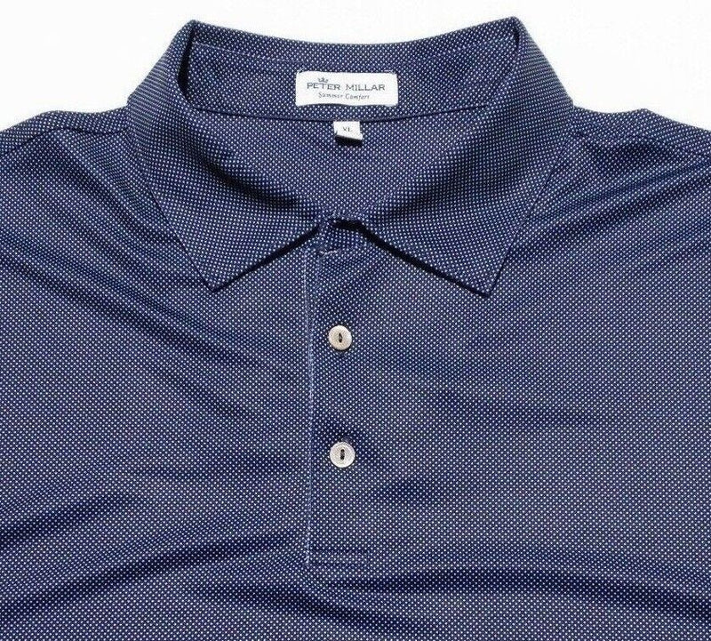 Peter Millar Summer Comfort XL Men's Golf Polo Polka Dot Blue Wicking Stretch