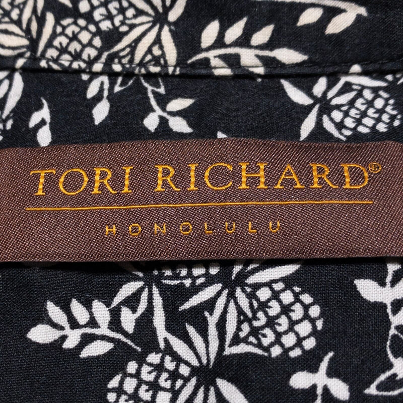 Tori Richard Pineapple Hawaiian Shirt Men's Small Cotton Lawn Floral Black