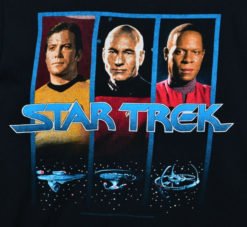 Vintage 1994 Star Trek Men's Large Capt Kirk Picard Benjamin Sisko T-Shirt