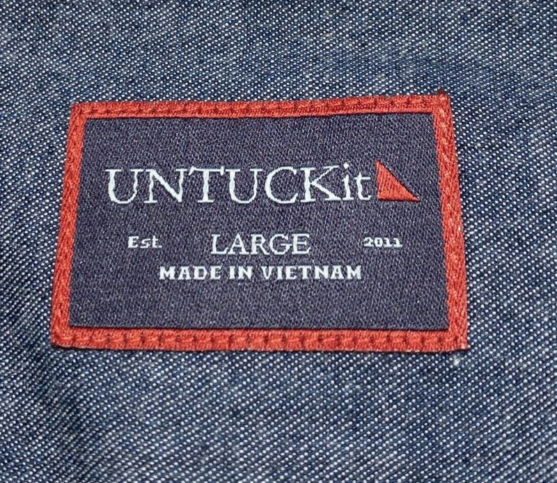UNTUCKit Chambray Shirt Men's Large Blue Long Sleeve Button-Front Casual