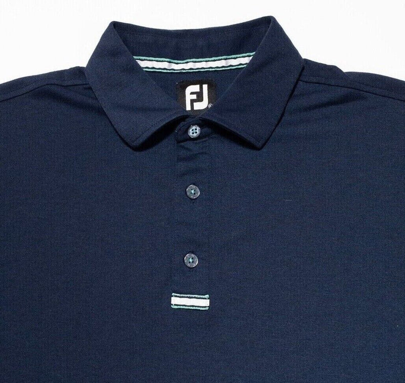 FootJoy Golf Polo XL Men's Solid Navy Blue Accent Stripe Wicking Harborside