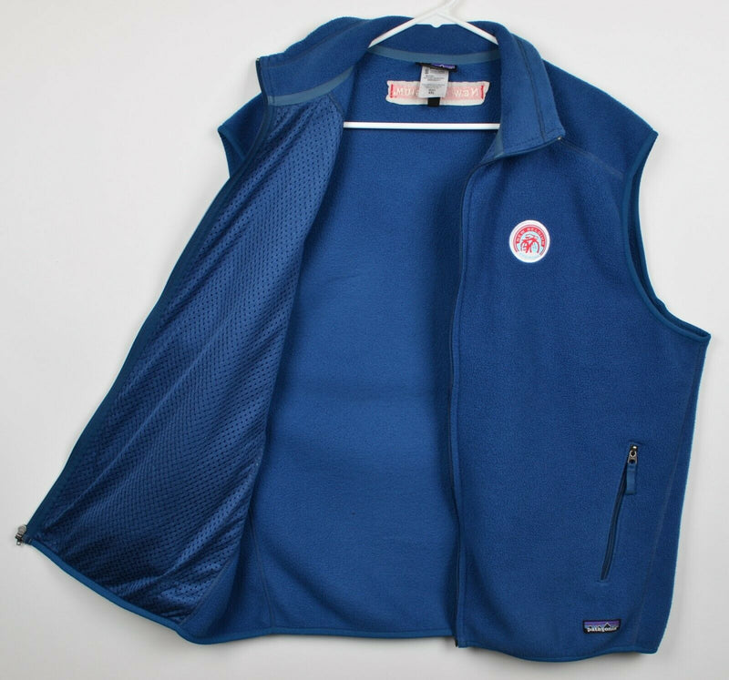 Patagonia Synchilla Men's 2XL New Belgium Beer Blue Fuzzy Fleece Full Zip Vest