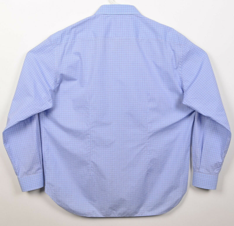 Culturata Thomas Mason Men's 2XL/18 Tailored Fit Blue Plaid Italian Dress Shirt