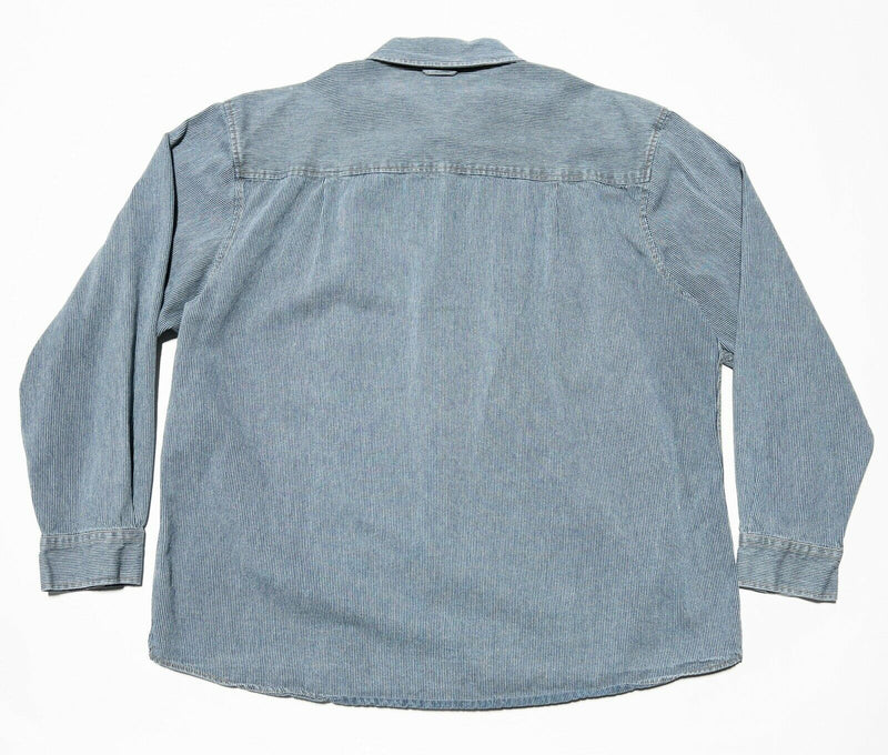 OshKosh Railroad Workwear Shirt Blue Striped Button-Front Men's 2XL