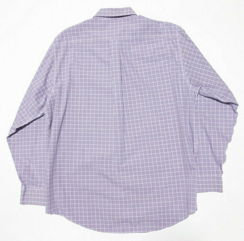 Brooks Brothers Non-Iron Button-Down Shirt Sheep Logo Purple Check Men's Large