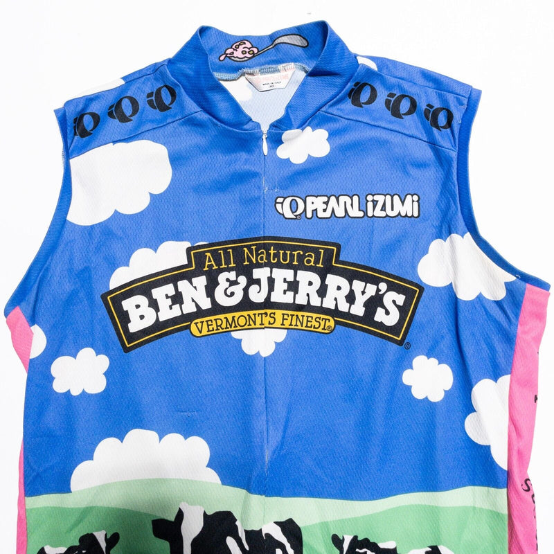 Ben and Jerry’s Cycling Jersey Women's Medium Pearl Izumi Sleeveless Cows Italy