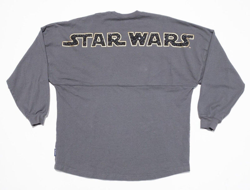 Disney Star Wars Spirit Jersey T-Shirt Adult Large Long Sleeve Gray Gold