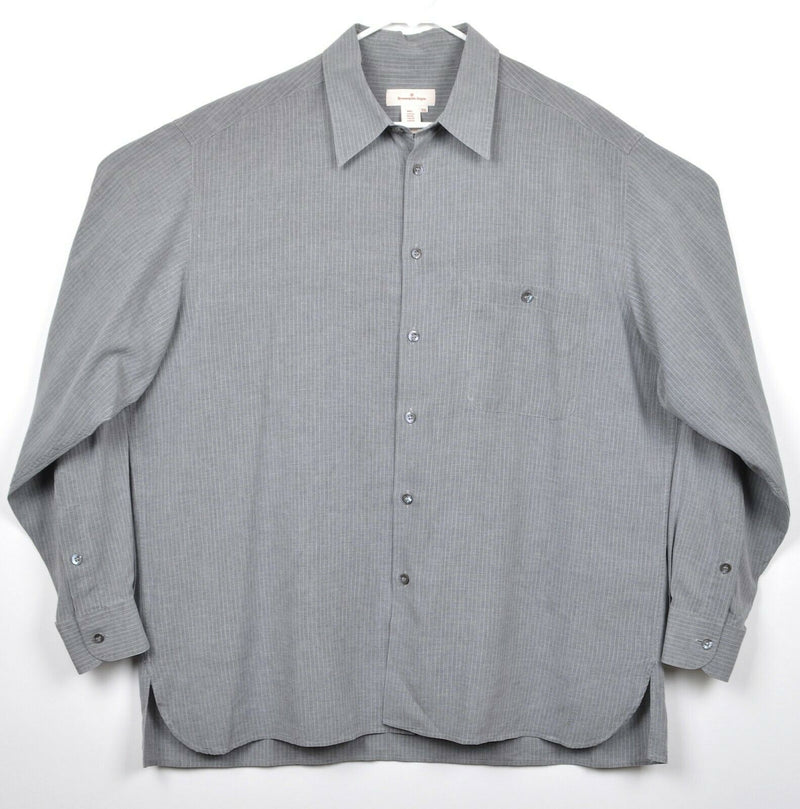 Ermenegildo Zegna Men's 2XL 100% Lyocell/Rayon Gray Striped Made in Italy Shirt