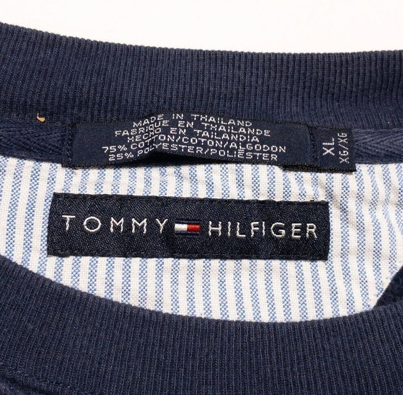 Vintage Tommy Hilfiger Sweatshirt Men's XL Crew Neck 90s Navy Blue Flag Logo