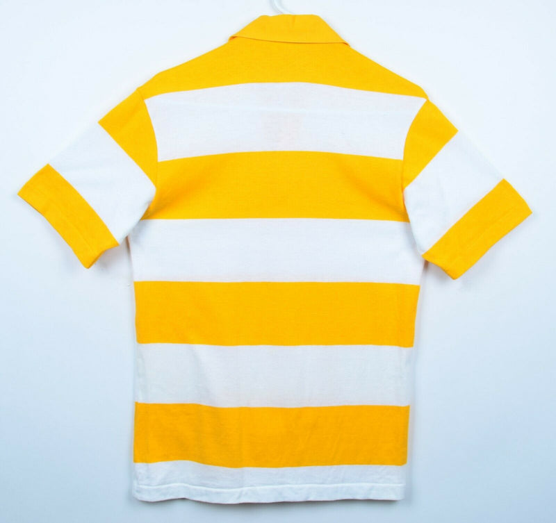 Vintage 80s Canterbury of New Zealand Men's Medium Gold Striped Polo Shirt