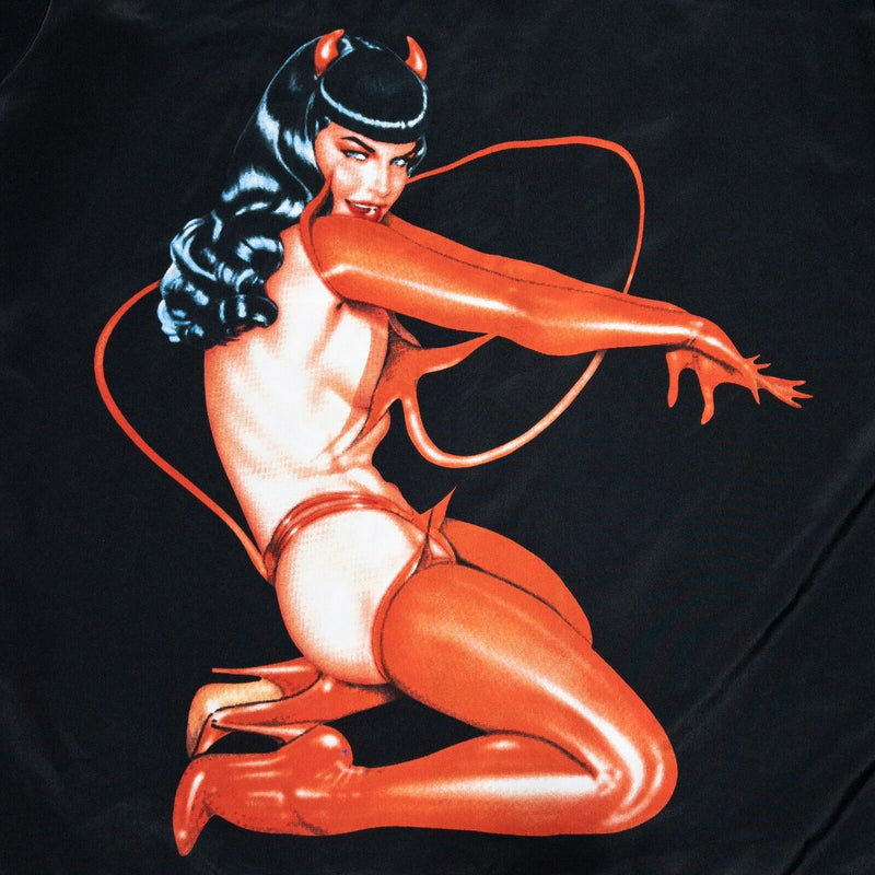 Bettie Page Dragonfly Clothing Shirt Large Men's Devil Pin-Up Graphic Vintage