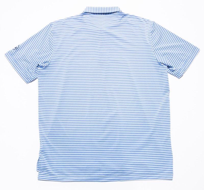 Peter Millar Summer Comfort Polo XL Men's Shirt Blue White Striped Wicking Golf