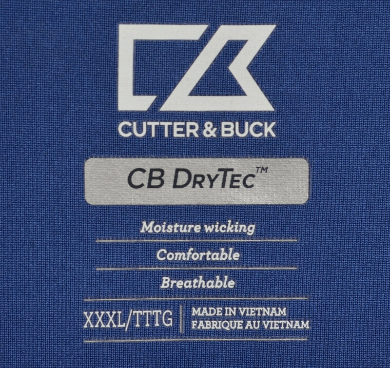 Ryder Cup Men's 3XL Blue Striped Cutter & Buck CB DryTec Wicking Polo Shirt