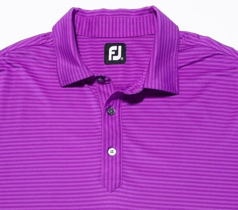 FootJoy Golf Shirt XL Men's Polo Purple Striped Wicking Performance Stretch