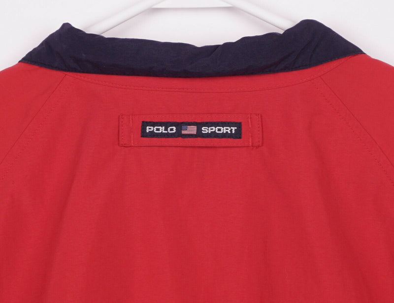 Vintage 90s Polo Sport Ralph Lauren Men's XL Red USA Flag Zip Windbreaker Jacket