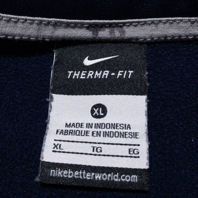 UConn Huskies Sweatshirt Men's XL Nike Therma-Fit Navy Blue Crewneck Team Swoosh