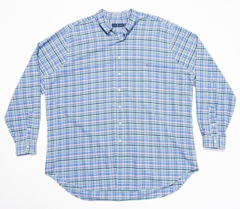 Polo Ralph Lauren 3XLT Button-Down Shirt Men's Long Sleeve Blue Plaid Oxford