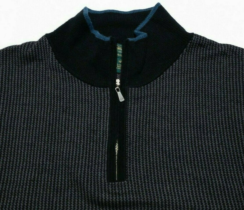 Brooks Brothers St. Andrew's Links Men's XL Saxxon Wool Black 1/4 Zip Sweater