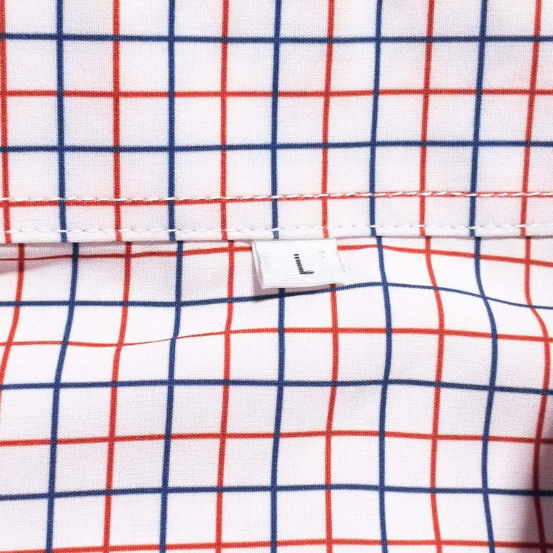 State & Liberty Dress Shirt Men's Large Athletic Wicking S&L Red Blue Check