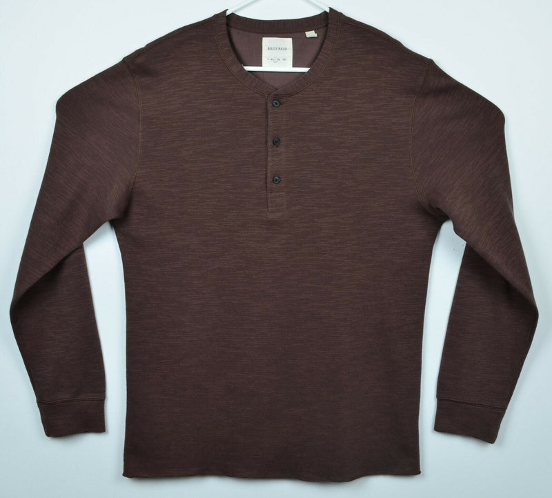 Billy Reid Men's Large 4-Button Henley Collar Solid Brown Cotton L/S Shirt