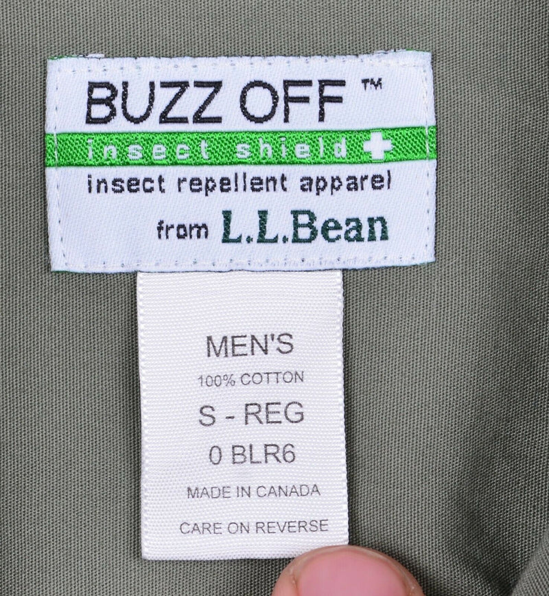 LL Bean Men's Sz Small Buzz Off Insect Repellant Safari Bush Camp Green Shirt