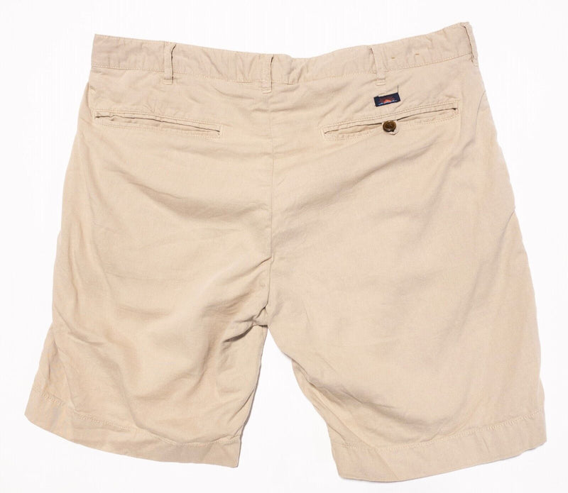 Faherty Shorts Men's 34 Chino Tan 9" Inseam Belt Loop Casual Cotton Lyocell