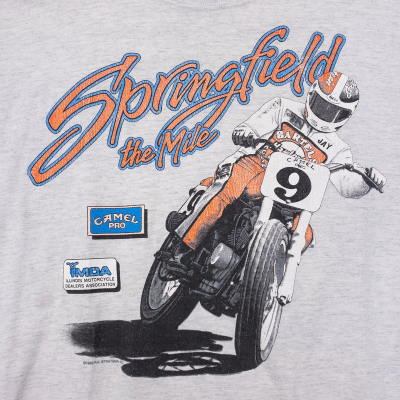 Vintage Motorcycle Racing T-Shirt Men's XL Gray AMA Championship Alore 90s Camel