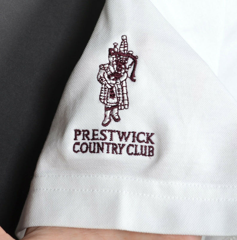Travis Mathew Men's Sz XL White Striped Prestige 77 Pima Cotton Golf Polo Shirt