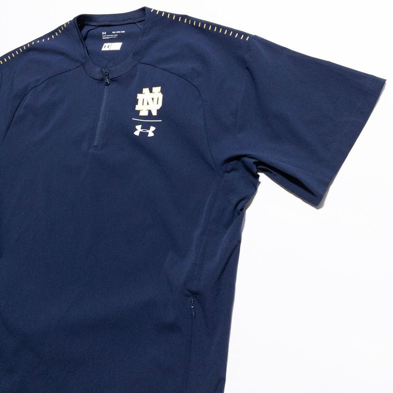 Notre Dame Under Armour Team Issue Jacket Men's 2XL Half-Zip Pullover Blue Irish