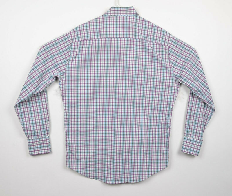 Peter Millar Summer Comfort Men Medium Purple Green Check WGA Button-Front Shirt