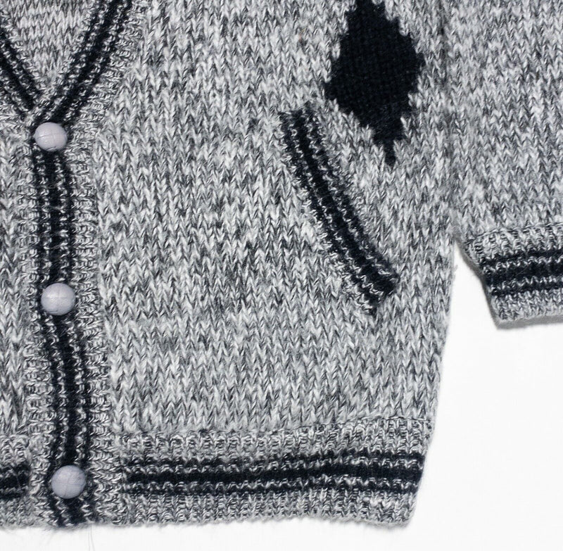 Cowboy Cowichan Knit Graphic Vintage Button-Front Cardigan Sweater Adult Medium?