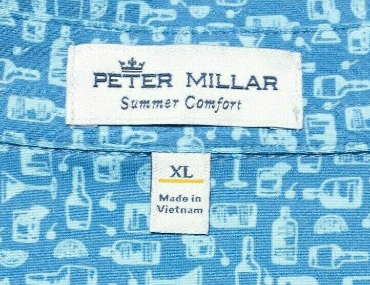 Peter Millar Crown Sport Men's Oak Print Bourbon Jersey Polo XL Summer Comfort