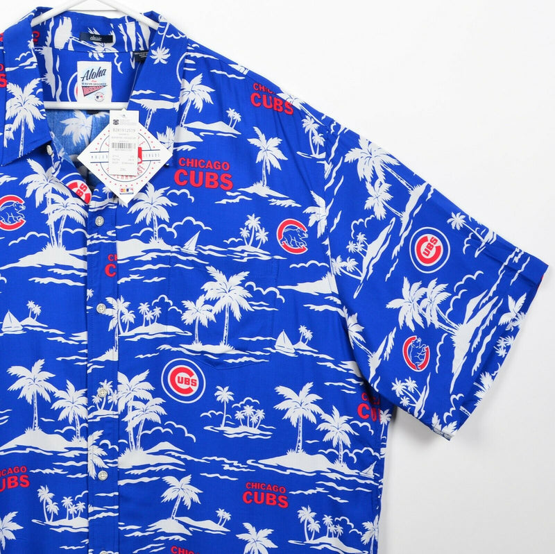 Chicago Cubs Men's 2XL Reyn Spooner Blue Floral Rayon Baseball Hawaiian Shirt