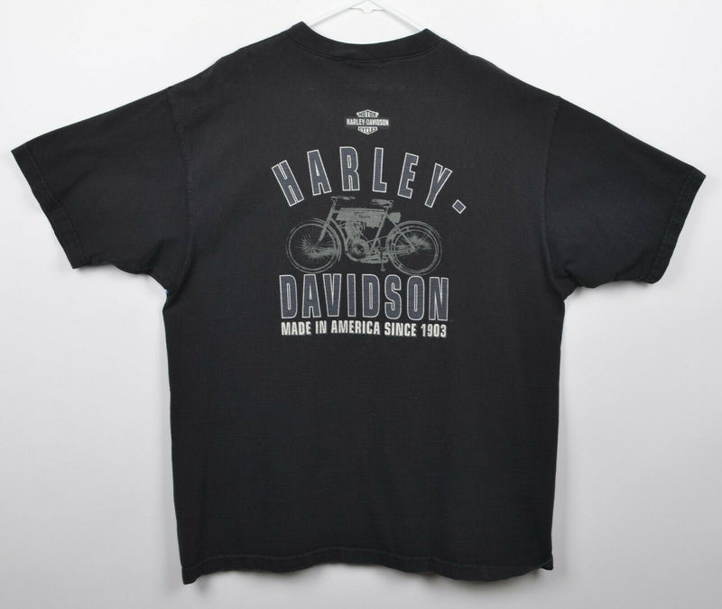 Vtg 90s Harley-Davidson Men's Sz XL 95th Anniversary Henley Collar Black T-Shirt