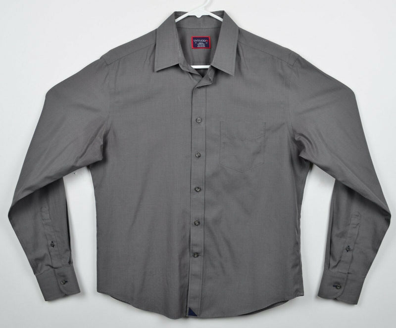 UNTUCKit Wrinkle Free Men's Small Solid Gray Long Sleeve Button-Front Shirt