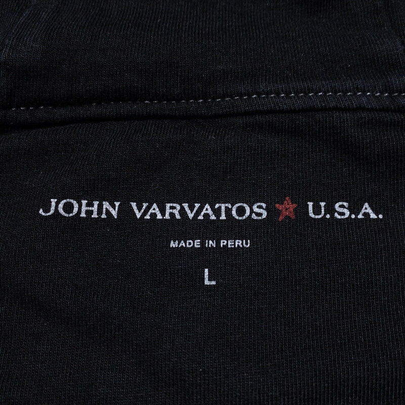 John Varvatos Zip Hoodie Men's Large Sweatshirt Peace Sign Logo Black Designer