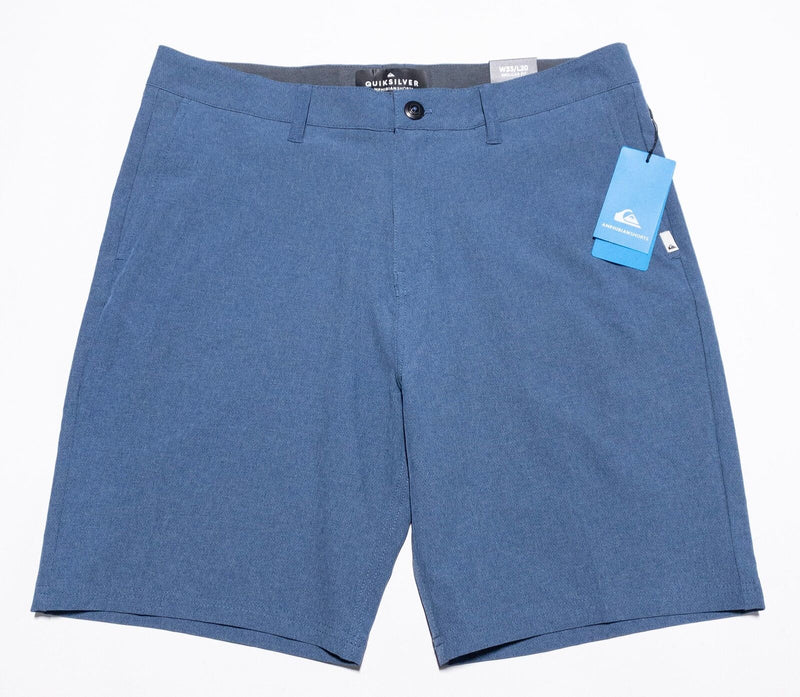 Quiksilver Shorts Men's 33 Solid Blue Wicking Dry Flight Water Repellant Stretch