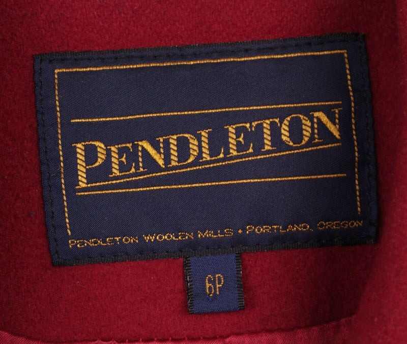 Pendleton Women's 6P Wool Lined Solid Dark Red Double-Breasted Pea Coat
