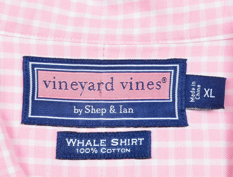 Vineyard Vines Men's XL Pink White Plaid "Whale Shirt" Button-Down Shirt