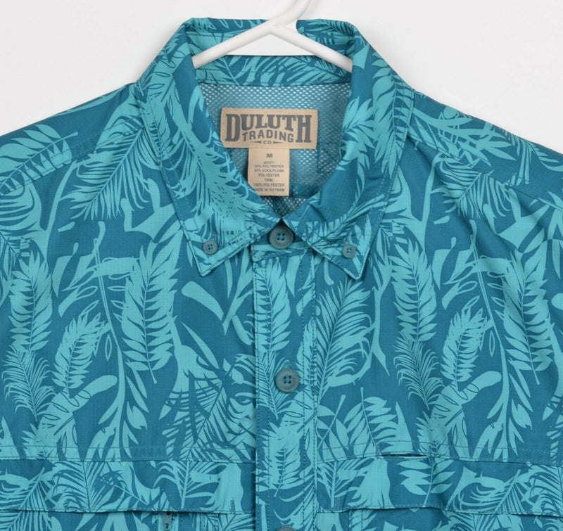 Duluth Trading Co. Men's Medium Floral Blue Teal CoolPlus Vented Fishing Shirt