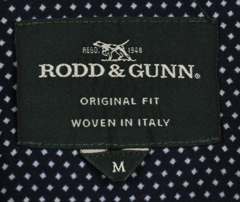 Rodd & Gunn Men's Sz Medium Original Fit Polka Dot Navy Blue Button-Front Shirt
