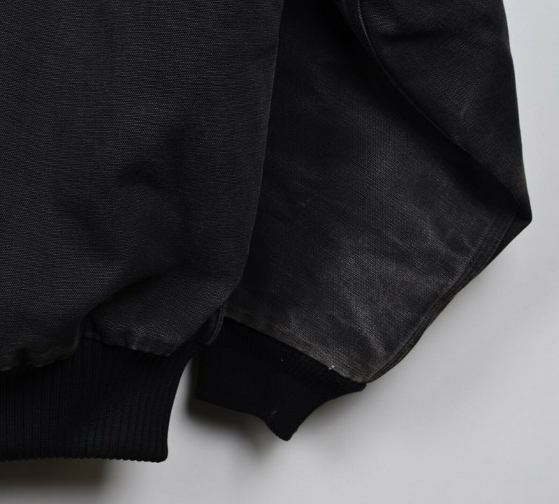 Vtg Carhartt Men's Sz 2XL Black Quilt Lined Hooded Union Full Zip Jacket J04 BLK
