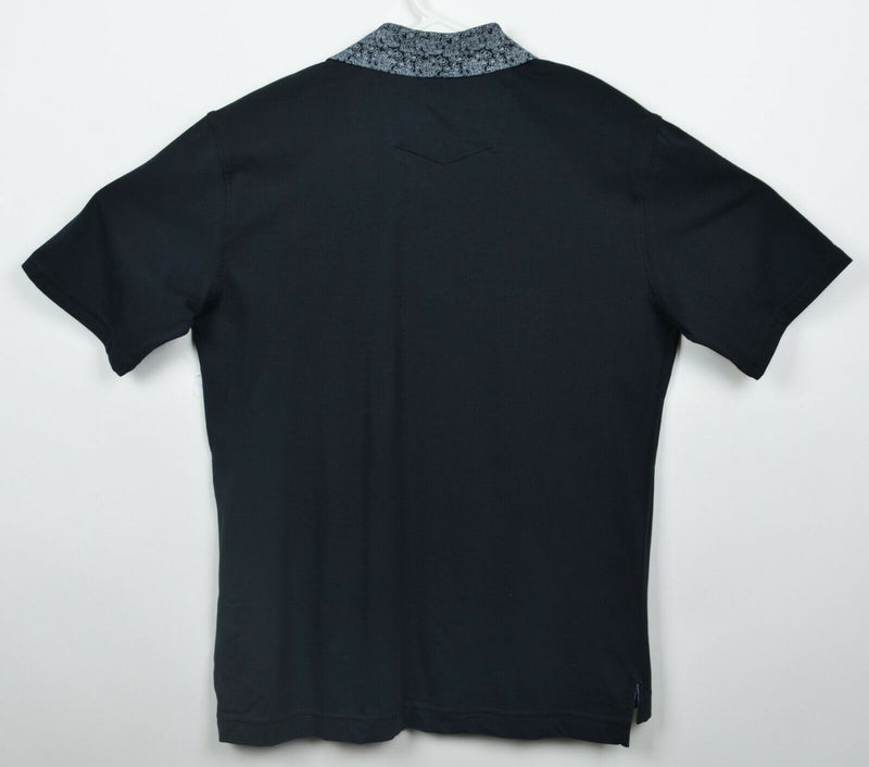 Robert Graham Men's Medium Classic Fit Black Geometric Trim Jansen Polo Shirt