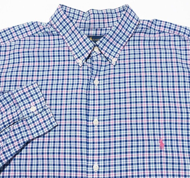 Polo Ralph Lauren 2XLT Long Sleeve Men's Shirt Blue Pink Check Big & Tall Button