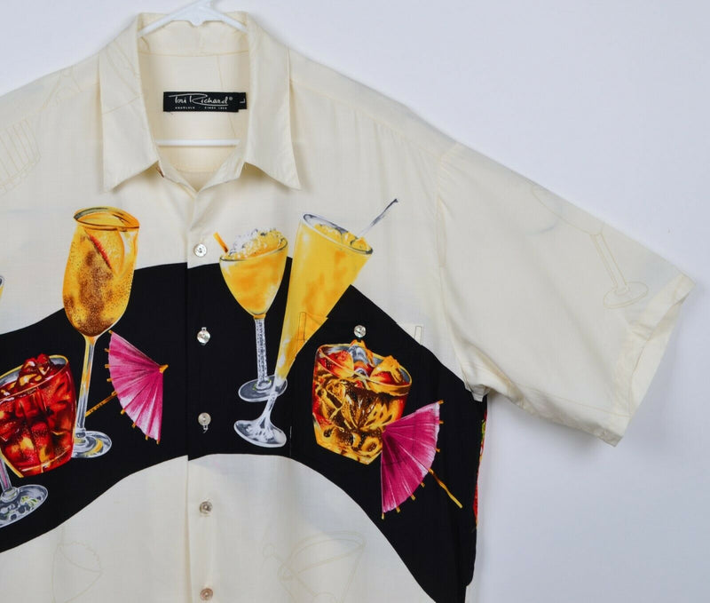 Tori Richard Men's Large Drinks Pattern Martini Viscose Hawaiian Aloha Shirt