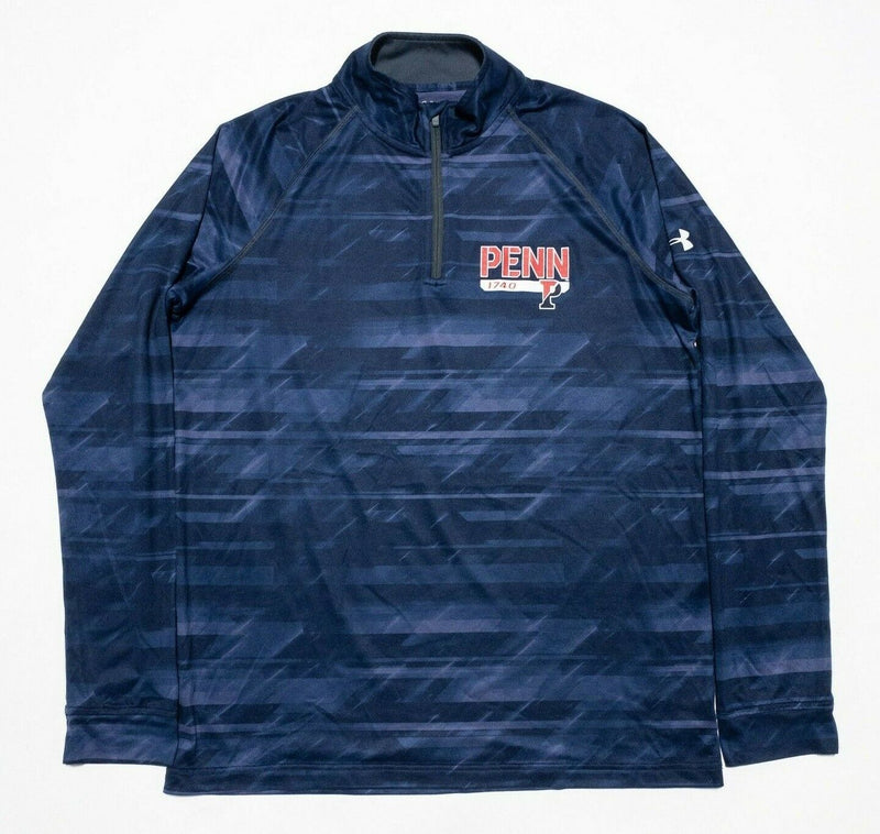 U Penn Quakers Men's Medium Loose Under Armour Jacket HeatGear 1/4 Zip Blue