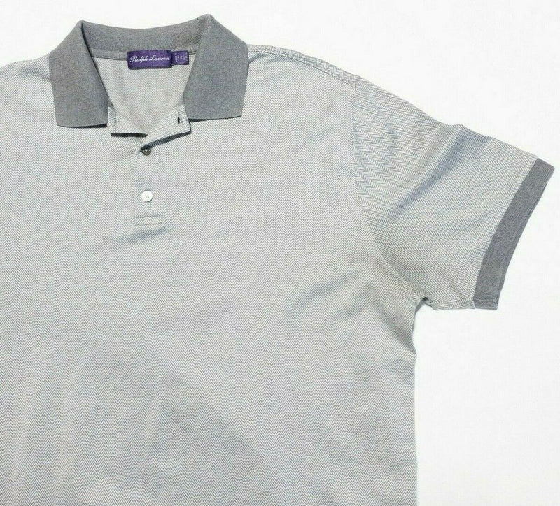 Ralph Lauren Purple Label Men's Shirt XL Polo Gray Chevron Designer Italy