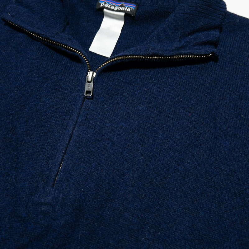 Patagonia Wool Blend 1/4 Zip Sweater Navy Blue Pullover Hiking Outdoor Men's XL