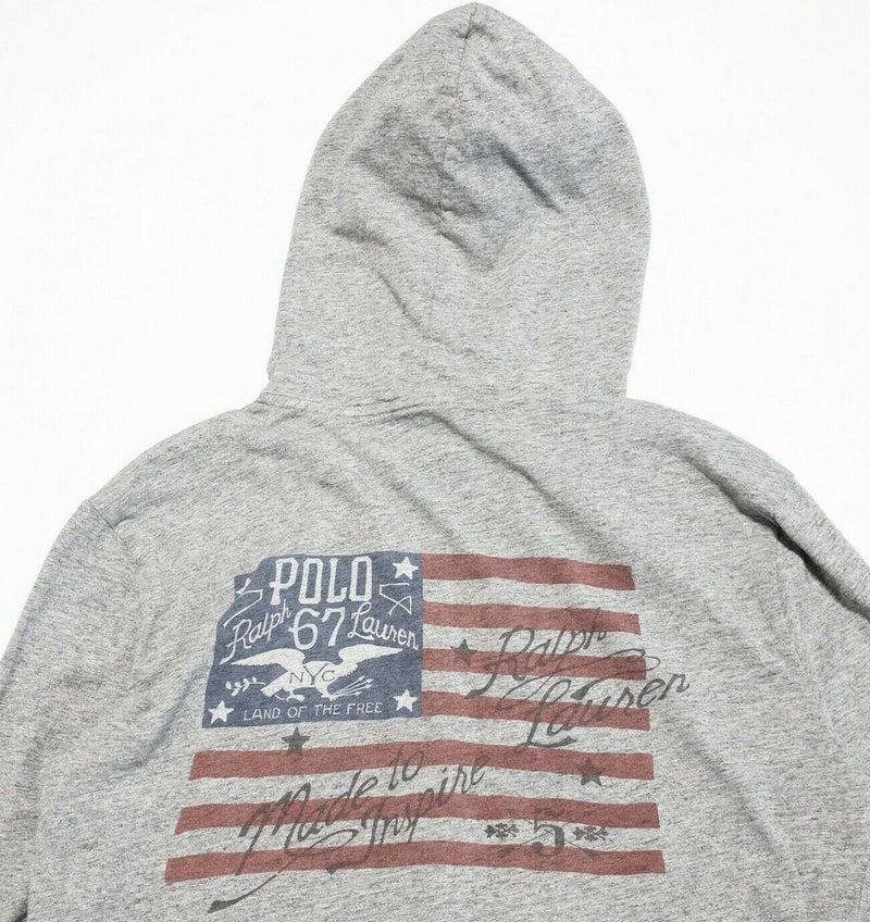 Polo Ralph Lauren Hoodie Men's Small Flag Eagle Lightweight Shirt Gray