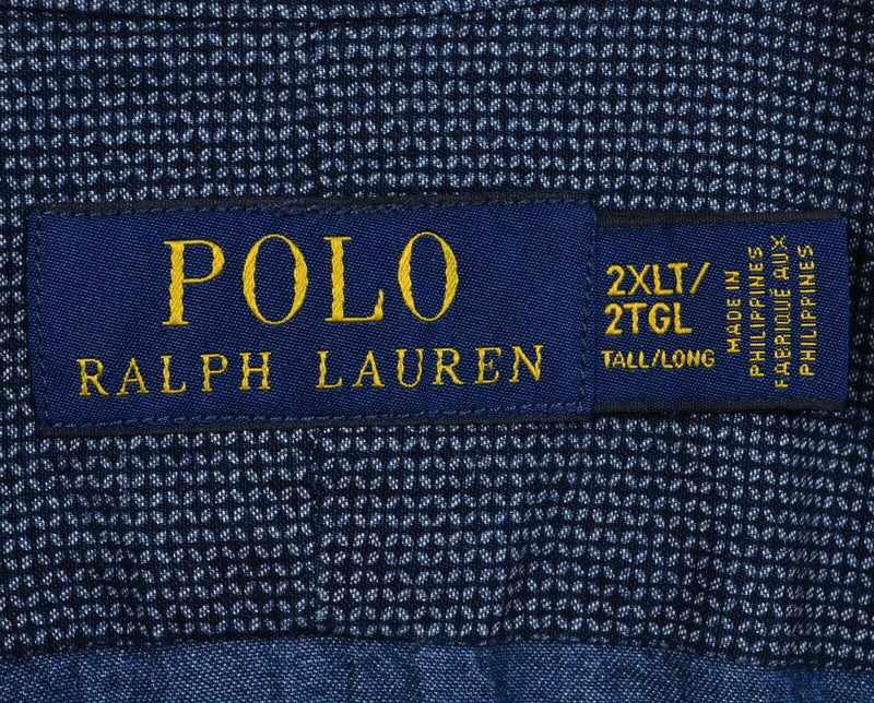 Polo Ralph Lauren Men's 2XLT Tall Navy Blue Geometric Button-Front Shirt